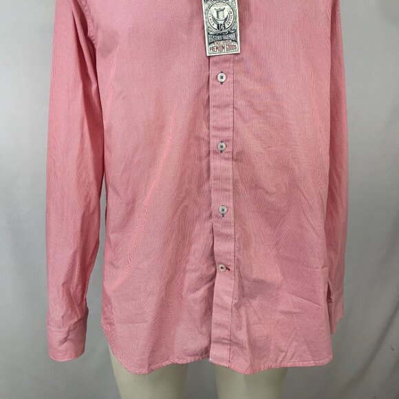FLAG & ANTHEM - MEN'S LARGE - PINK LONG SLEEVE COLLARED BUTTON COTTON SHIRT - Picture 3 of 7